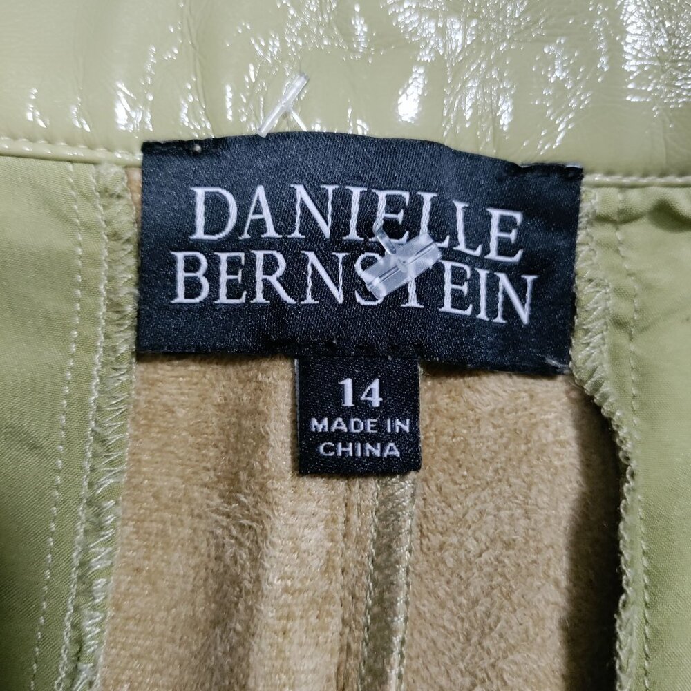 Danielle Bernstein Olive Patent Faux Leather Fully Lined Wide-Leg Pants Size 14 - Picture 6 of 16